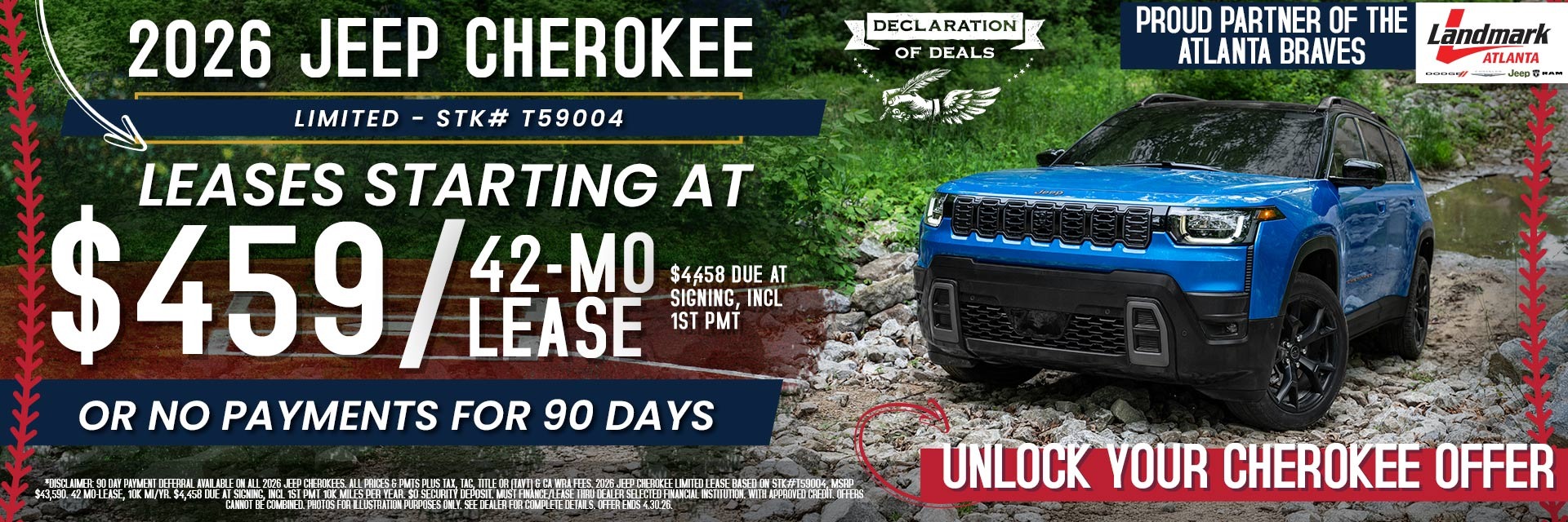 2026 Jeep Cherokee Limited - Leases Starting At $459/mo. For 42 Months OR No Payments For 90 Days